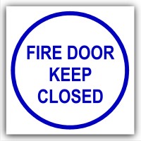 1 x Fire Door Keep Closed-87mm,Blue on White-Health and Safety Security Door Warning Sticker Sign-87mm,Blue on White-Health and Safety Security Door Warning Sticker Sign